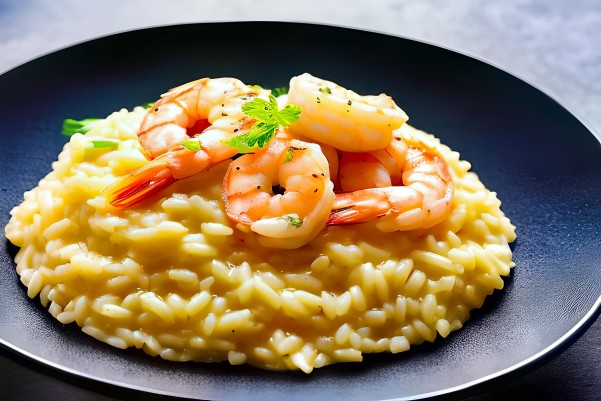 Risotto in salsa di limoni al vino bianco con gamberoni