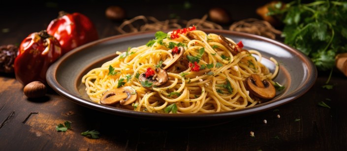 Spaghetti aglio olio e peperoni