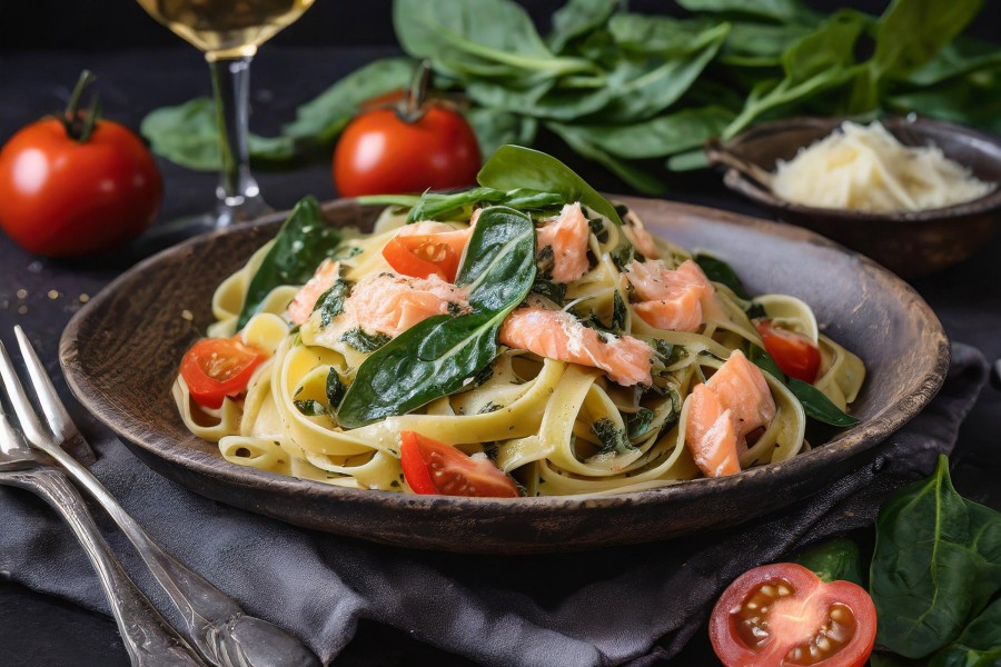 Tagliatelle al salmone von verdure